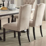 Beige and Weathered Espresso Tufted Side Chair B062P215496