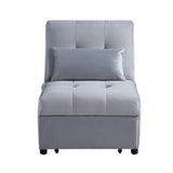 Modern Lift Top Storage Bench with Pull-out Bed 1pc Gray Velvet Tufted Solid Wood Furniture B011P170005