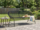 CONDESSA OUTDOOR PATIO WICKER LOVE SEAT, BLACK PE RATTAN & IRON FRAME, SET OF 1 N775P423051B