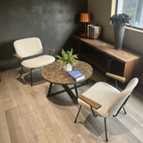 Round Coffee Table Wood Grain and Black Metal W2221P190871