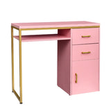 ZNTS FCH pink particle board iron pipe 97*35*78cm 2 drawers and 1 door computer desk can be used in 37906813