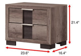 1pc Contemporary Rustic Brown Finish Nightstand Two Drawers Metal knobs Bedroom Wooden Furniture B011P255257