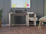 Computer Desk with 1-Drawer and 2-Open Storage Shelves, Light Gray B097133108
