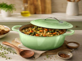 7.5QT Round Enameled Pot with Stainless Steel Handle Green Gradient 77337136