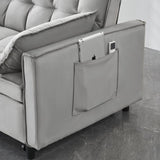 Modern Velvet Loveseat Futon Sofa Couch Pullout Bed, Small Love Seat Lounge Sofa w/Reclining W1658P145846