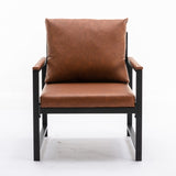 ZNTS Furniture,Modern Faux Leather Accent Chair with Black Powder Coated Metal Frame, Single Sofa for 77450041