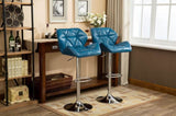 Glasgow Contemporary Tufted Adjustable Height Hidraulic Bar Stools, Set of 2, Blue T2574P164865