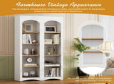 ON-TREND Free Standing 5 Tier Bookshelves, Bookcases Set of 2, Farmhouse Two-Tone Storage Cabinet N721P245734K