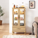 Curio Cabinet Lighted Glass Cabinet Glass Wine Cabinet Curio Display Cabinet with Adjustable Glass W2275P199814