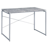 ZNTS Grey and Silver Writing Desk with Metal Sled Base B062P184549