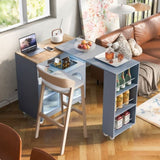 K&K Rolling Kitchen Island With Extended Table, Kitchen Island on Wheels with LED Lights,Power WF316018AAG