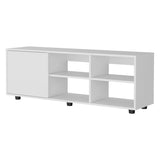 White TV Stand with a Door and Open Storage B062P290261