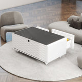 Modern Smart Coffee Table with Built-in Fridge, Bluetooth Speaker, Wireless Charging, Touch Control W1172P178882
