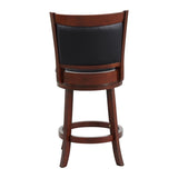 Comfortable Swivel Counter Height Chair 1pc Dark Cherry Finish Faux Leather Upholstery Solid Wood B011P238914