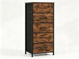Vertical Fabric Storage Dresser, Tall Narrow Storage Tower with Large Capacity Drawers, Sturdy Metal 02753174