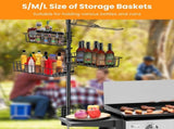 Upgraded BBQ Grill Caddy with Paper Towel Holder, Carbon Steel Griddle Storage Rack with Baskets & 43003459