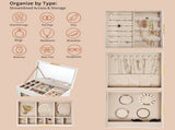 Elegant 4-Drawer Jewelry Box with Clear Front & Pink Velvet Interior White Storage Cabinet for 74850541