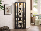 Lighted Corner Curio Cabinet - Elegant Glass Display Case Living Room & Bar Storage - Perfect W1758P300102