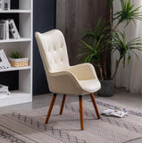 Doarnin Contemporary Silky Velvet Tufted Button Back Accent Chair, White T2574P164270