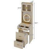 Small Vanity Desk with Mirror and LED Lights, Makeup Table with Charging Station and drawers and 80178219