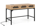 35.5" Narrow Console Table with LED Lights & Power Station, 3-Drawer Entryway Sofa Table with 08284506