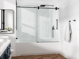 60*66" Fixed & Sliding Shower Door, Round Tube Hardware, Clear Glass Shower Door, 3/8 SGCC 37092779