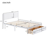 ZNTS Full Size Platform Bed with Under-bed Drawers, White 50131795