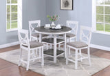 ZNTS Counter Height Dining Table w Storage Shelve 4x Chairs Padded Seat Unique Design Back 5pc Dining Set B011P145833