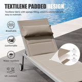 Outdoor Patio Chaise Lounge Set of 3, Aluminum Pool Lounge Chairs with Side Table and Wheels, W1859P172272
