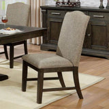 Transitional Set of 2 Side Chairs Espresso Warm Gray Nail heads Solid wood Chair Fabric Upholstered B011104798