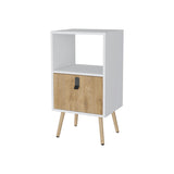 White and Macadamia Open Shelf Tall Nightstand B062P175195