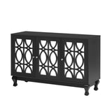 U-Can Modern Mirrored TV Stand for TV up to 55 Inches, Entertainment Center Solid Wood Legs, Metal N724P198519B