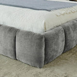 King size Upholstered Bed Frame Thick Fabric, Chenille Fabric Grounded Queen Size Platform Bed W487P246688