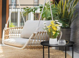 2-Tier Patio Side Table, Outdoor Metal Round Small Coffee Table with Removable Tray, Weather 86168397
