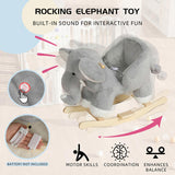 Kids Ride-On Rocking Horse Toy with Lullaby Song,Elephant Rocking Toy with Hand Puppets and Safety 54092172