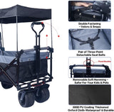 Collapsible Wagon Heavy Duty Folding Wagon Cart with Removable Canopy, 4" Wide Large All Terrain 25568368
