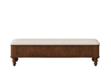 50.8-inch Multi-Functional Ottoman Bench-Solid Rubberwood Bed End Bench with Linen Seat, 09328766