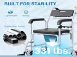 Black Shower Commode Wheelchair, Seniors Bedside Commode Chai 13016749