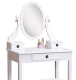 ZNTS Moniys Wood Moniya Makeup Vanity Table and Stool Set, White T2574P163835