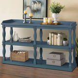 Console with 3-Tier Open Storage Spaces And Roman Column Effect Support Legs,Narrow Sofa Entry W1445P162731