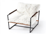 28 Inch Extra Wide Sling Accent Chair, Fully Disassembled, Rubber Wood Armrest, Metal Iron Frame, 49087903