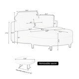 51-inch beige corduroy sofa with two throw pillows and a waist pillow with an extra tray for W1658P143720