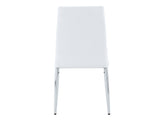 Modern White PU Dining Chairs Set of 4 - Diamond Quilted High Back Design with Silver Chrome Metal W2920P269762