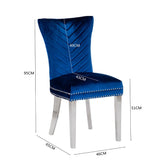 Eva 2 Piece Stainless Steel Legs Chair Finish with Velvet Fabric in Blue 733569303144