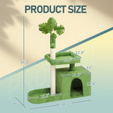 36in Cat Tree with Leaves, Multi-level Cat Tower with Cat Scratching Post, Cozy Cat Condo, Padded 31989502