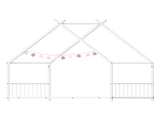 White Flat Bed House Shape with Side Guardrails Twin Children's Iron Bed 70816319