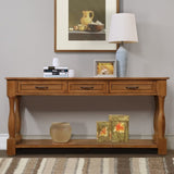 63inch Long Wood Console Table with 3 Drawers and 1 Bottom Shelf for Entryway Hallway Easy Assembly W1202114035