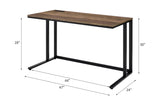 ZNTS Walnut and Black Writing Desk with USB Port B062P209215