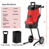 15 Amp Electric Wood Chipper - 4000 RPM, 1.77" Max Diameter, 151 Reduction Rate with 12-Gallon 89409897