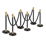 Stanchions and Velvet Ropes, 6 Pcs Crowd Control Barriers with 4 Black Velvet Ropes, Stainless Steel 79914294